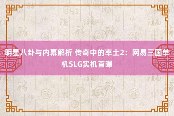 明星八卦与内幕解析 传奇中的率土2：网易三国单机SLG实机首曝