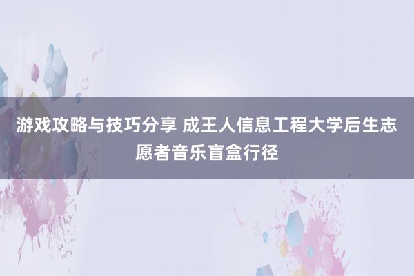 游戏攻略与技巧分享 成王人信息工程大学后生志愿者音乐盲盒行径