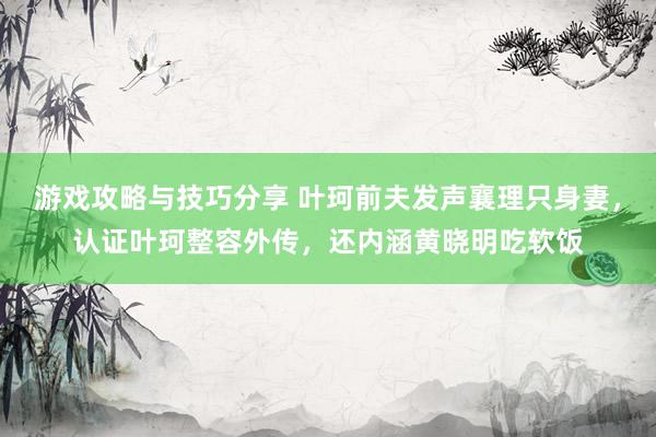 游戏攻略与技巧分享 叶珂前夫发声襄理只身妻，认证叶珂整容外传，还内涵黄晓明吃软饭