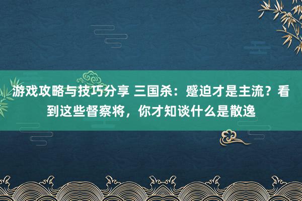 游戏攻略与技巧分享 三国杀：蹙迫才是主流？看到这些督察将，你才知谈什么是散逸