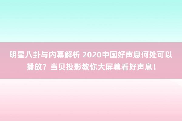 明星八卦与内幕解析 2020中国好声息何处可以播放？当贝投影教你大屏幕看好声息！