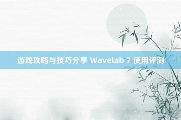 游戏攻略与技巧分享 Wavelab 7 使用评测