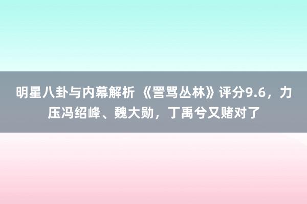 明星八卦与内幕解析 《詈骂丛林》评分9.6，力压冯绍峰、魏大勋，丁禹兮又赌对了