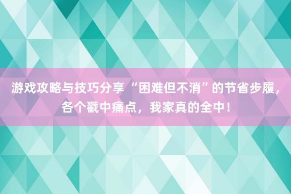 游戏攻略与技巧分享 “困难但不消”的节省步履，各个戳中痛点，我家真的全中！