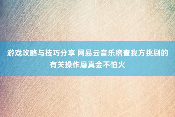 游戏攻略与技巧分享 网易云音乐稽查我方挑剔的有关操作磨真金不怕火