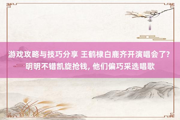 游戏攻略与技巧分享 王鹤棣白鹿齐开演唱会了? 明明不错凯旋抢钱, 他们偏巧采选唱歌