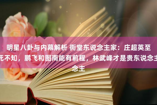 明星八卦与内幕解析 衖堂东说念主家：庄超英至死不知，鹏飞和图南能有前程，林武峰才是贵东说念主