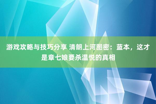 游戏攻略与技巧分享 清朗上河图密：蓝本，这才是章七娘要杀温悦的真相