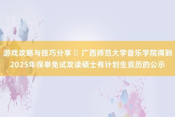 游戏攻略与技巧分享 ​广西师范大学音乐学院得到2025年保举免试攻读硕士有计划生资历的公示