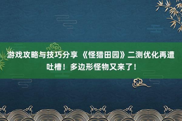 游戏攻略与技巧分享 《怪猎田园》二测优化再遭吐槽！多边形怪物又来了！