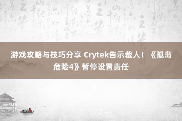 游戏攻略与技巧分享 Crytek告示裁人！《孤岛危险4》暂停设置责任