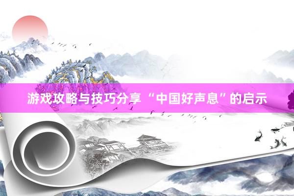 游戏攻略与技巧分享 “中国好声息”的启示