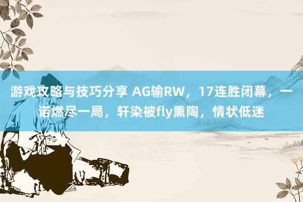 游戏攻略与技巧分享 AG输RW，17连胜闭幕，一诺燃尽一局，轩染被fly熏陶，情状低迷