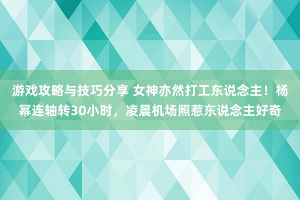 游戏攻略与技巧分享 女神亦然打工东说念主！杨幂连轴转30小时，凌晨机场照惹东说念主好奇