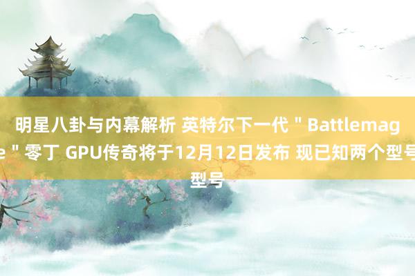 明星八卦与内幕解析 英特尔下一代＂Battlemage＂零丁 GPU传奇将于12月12日发布 现已知两个型号